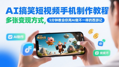 5分钟AI短视频教程 用AI打造搞笑 西游记  多种变现攻略一网打尽