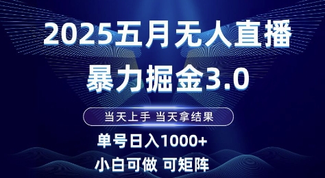2025五月无人直播掘金3.0 新手日入千 速学矩阵赚钱-九零创业网