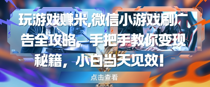 微信小游戏广告变现攻略 小白速成 日赚米-九零创业网