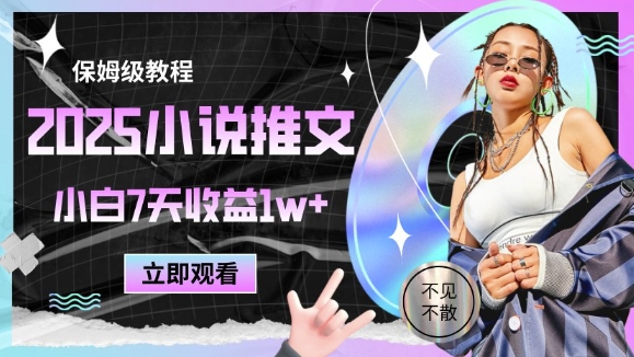 2025小说推新玩法揭秘 小白7日赚过万 保姆级教程速来-九零创业网