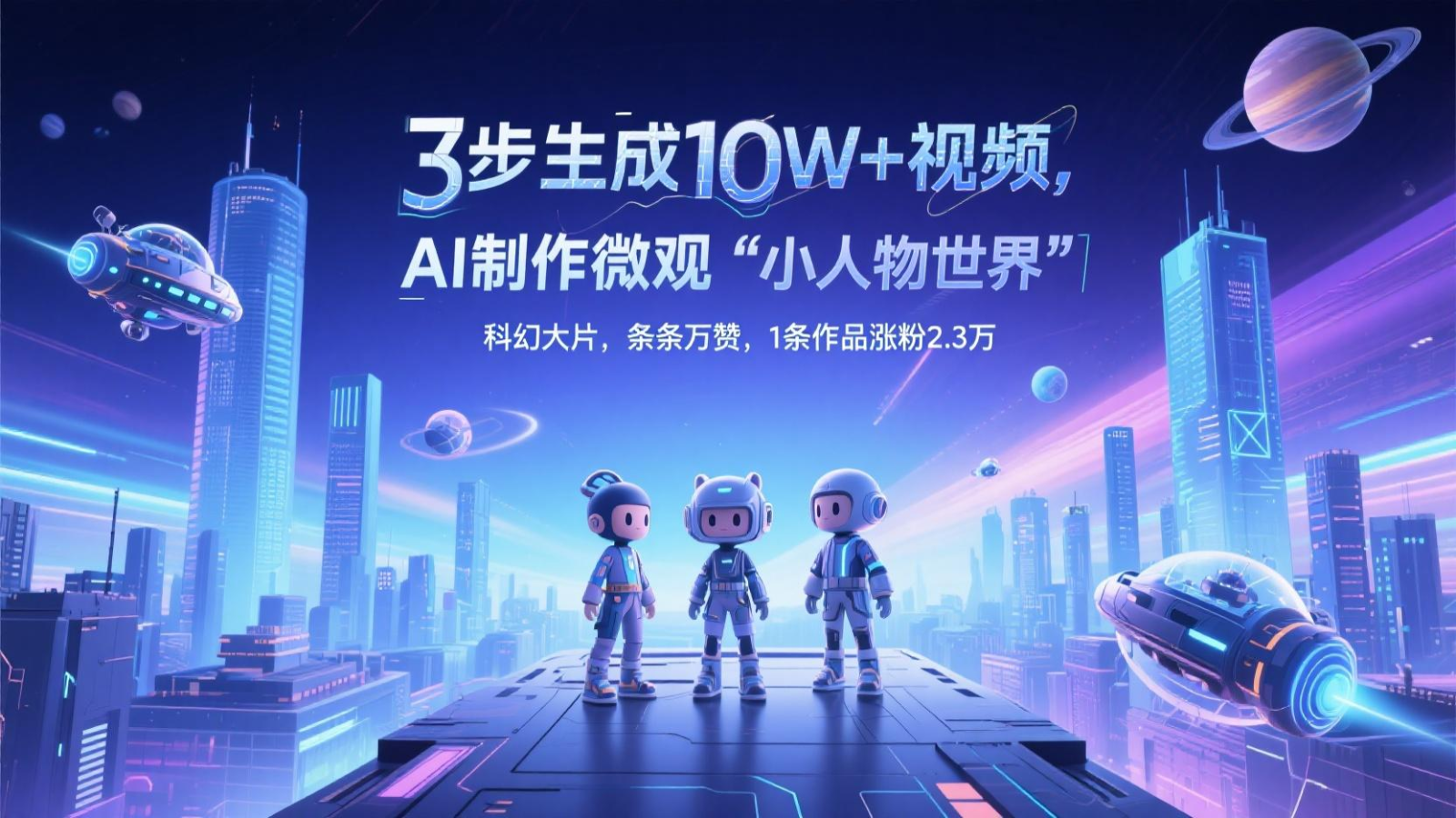 AI打造科幻微世界 三步成片万赞爆红 单条视频增粉2.3万-九零创业网