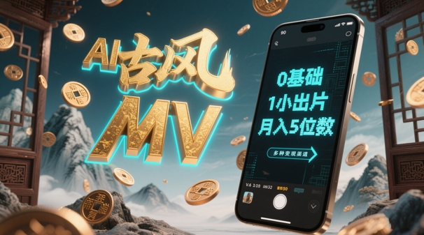 AI古风MV一键生成 剪辑小白1小时月入5万