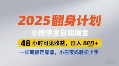 2025翻身神器 48小时见证收益 日入+ 小白宝妈轻松赚