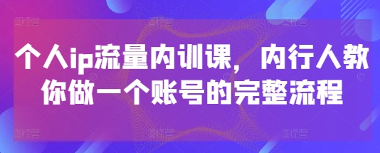 打造个人IP流量课 内行揭秘账号运营全攻略