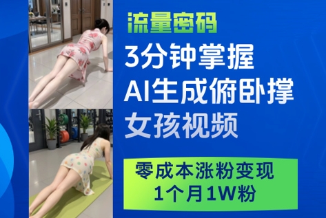 3分钟AI造俯卧撑美女视频 零成本吸粉月入过万