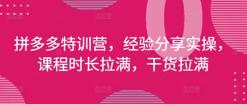 拼多多特训营 实战干货 时长升级 4月新内容分享-九零创业网