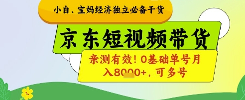小白宝妈经济独立 京东短视频带货 亲测月入8k+-九零创业网