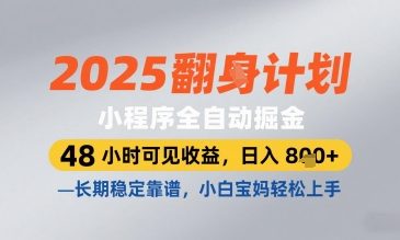 2025小程序速掘金 48小时日入8张 宝妈小白轻松赚-九零创业网