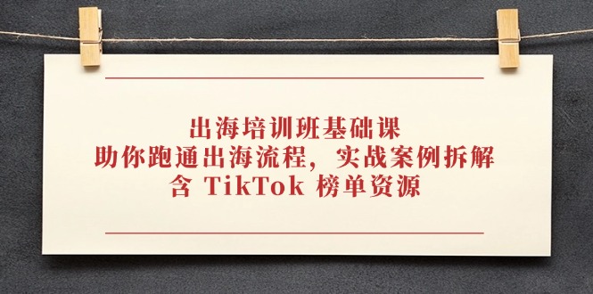 出海培训班基础课 实战拆解 TikTok榜单资源助你一臂之力-九零创业网
