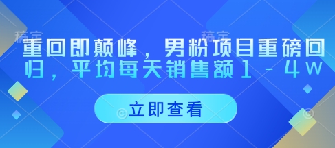 男粉项目巅峰回归 日销1 4万 再现辉煌-九零创业网