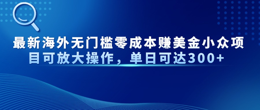 海外零成本小众项目 日赚300+轻松放大操作-九零创业网