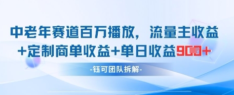 中老年赛道爆单日9万+ 百万播放收益翻倍-九零创业网