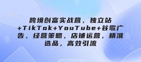 跨境创富实战营 独立站+多平台引流 精准选品 高效经营策略-九零创业网