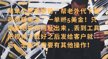 海外视频代下 零门槛赚美金 小白轻松入局-九零创业网