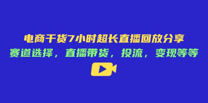 电商直播全攻略 7小时精华回放 赛道 带货 投流 变现一网打尽