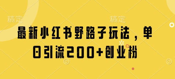 小红书野路子新法 单日吸粉200+ 创业必看 💥