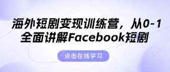 从零开始 掌握Facebook短剧变现秘籍训练营