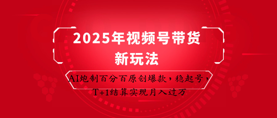 2025年视频号AI爆款攻略 原创带货 月入过万 T+1结算-九零创业网