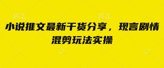 现言剧情混剪新玩法 小说推文干货速来学