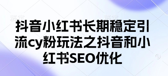 抖音小红书SEO优化 打造长期稳定cy粉引流策略-九零创业网