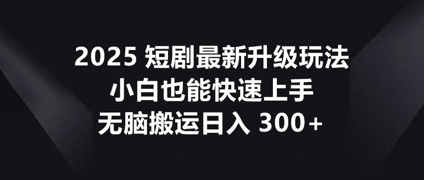 2025短剧新玩法 小白速成日赚300+攻略-九零创业网