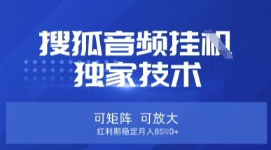搜狐音频技术独步江湖 矩阵放大月入8K红利揭秘-九零创业网