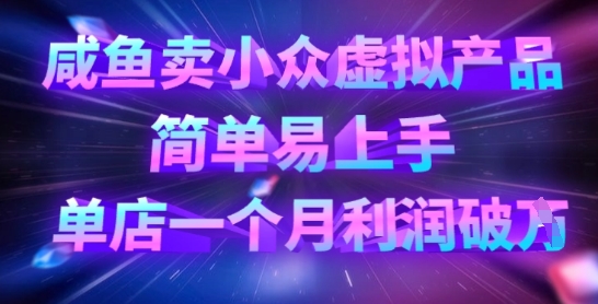 咸鱼小众虚拟产品 月入过万轻松开店
