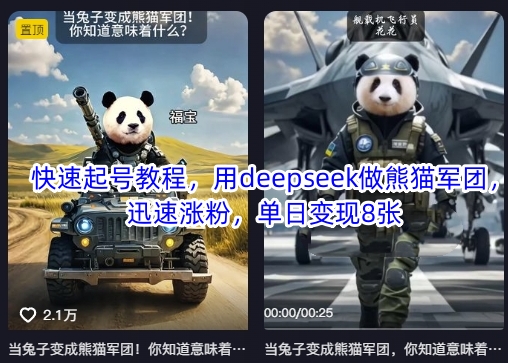 Deepseek熊猫军团 快速起号教程 单日变现8张秘籍