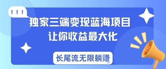 三端变现新蓝海 躺赚长尾流量 收益翻倍秘籍-九零创业网