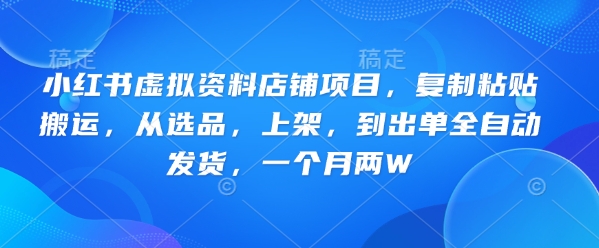 小红书虚拟资料店月入两万 全自动发货选品上架攻略-九零创业网