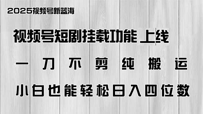 视频号短剧挂载新功能 搬运无忧 小白日赚四千-九零创业网