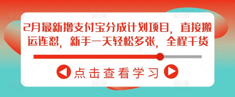 2月新撸支付宝分成 新手日赚多张 干货攻略速来