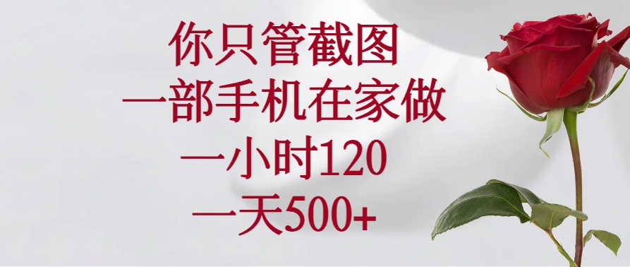 手机在家轻松截图 每小时120元 日入500+-九零创业网