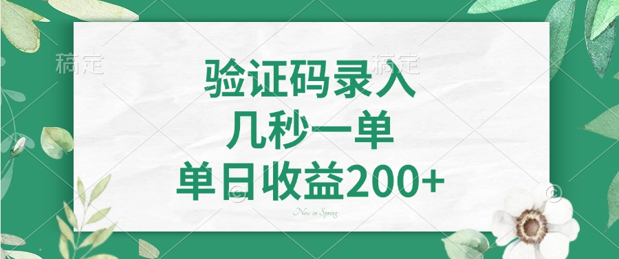 高效验证码录入 秒速一单 日赚200+-九零创业网