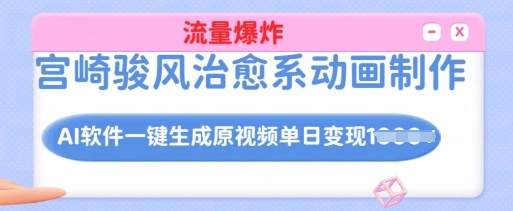 宫崎骏风AI动画一键生成 日变现多 实操揭秘-九零创业网