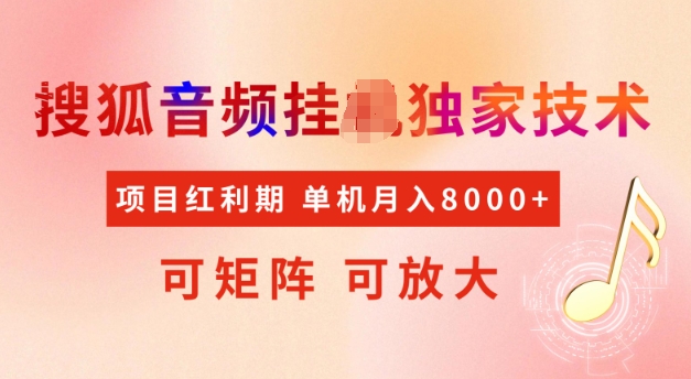 揭秘搜狐音频新项目 红利期月入5K 矩阵放大攻略-九零创业网