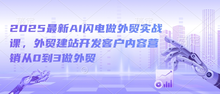 2025AI闪电外贸实战 外贸建站 客户开发 内容营销 从0到3突破-九零创业网
