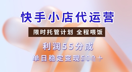 快手小店托管 限时收益55% 日变现多单揭秘-九零创业网