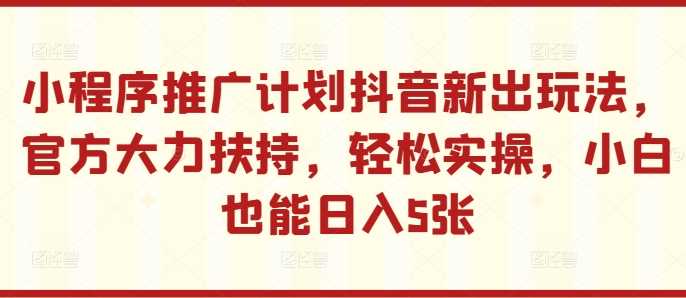 抖音新玩法助力小程序推广 官方扶持 小白日入5单揭秘-九零创业网