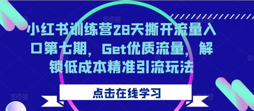 28天训练营第七期 小红书流量秘籍 低成本精准引流大揭秘-九零创业网