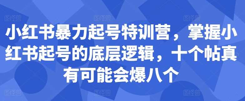 小红书起号秘籍 掌握底层逻辑 十帖九爆 速成高手-九零创业网