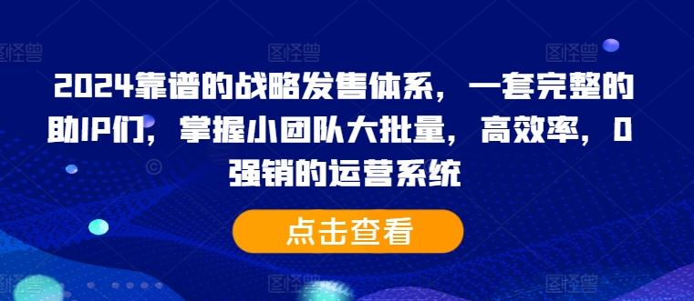 2024高效助IP战略 零强销小团大批量运营秘籍-九零创业网