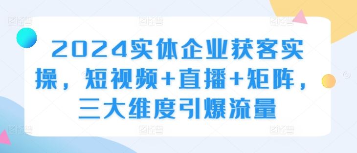 2024实体企业流量引爆 短视频+直播+矩阵 三管齐下抢客潮-九零创业网