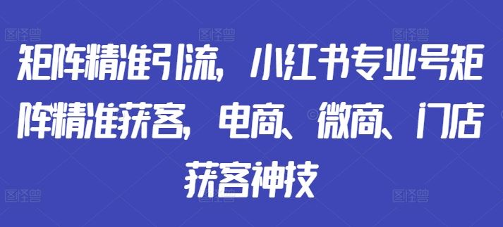 小红书矩阵引流秘籍 电商微商门店精准获客攻略-九零创业网