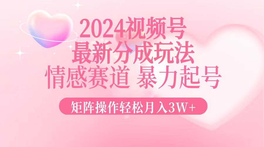 2024视频号新玩法 情感矩阵 暴力起号 月入3W+攻略揭秘-九零创业网