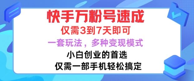 快手万粉速成秘籍 3天小白创业新选择