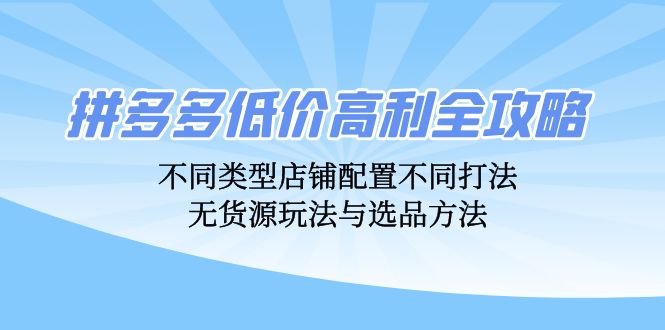 拼多多12897期攻略 全店型策略 无货源选品秘籍-九零创业网