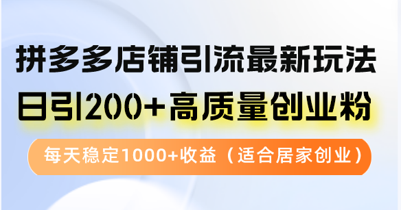 拼多多店铺引流新攻略 日吸200粉 日赚千收益 轻松创业