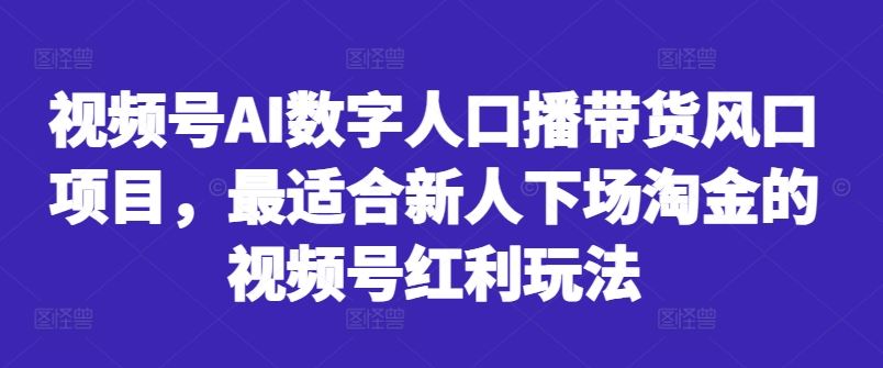 视频号AI人口播 新人抢抓数字带货新风口