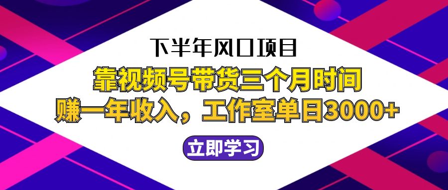 3个月视频号带货 单日收入超3万 揭秘下半年风口项目-九零创业网